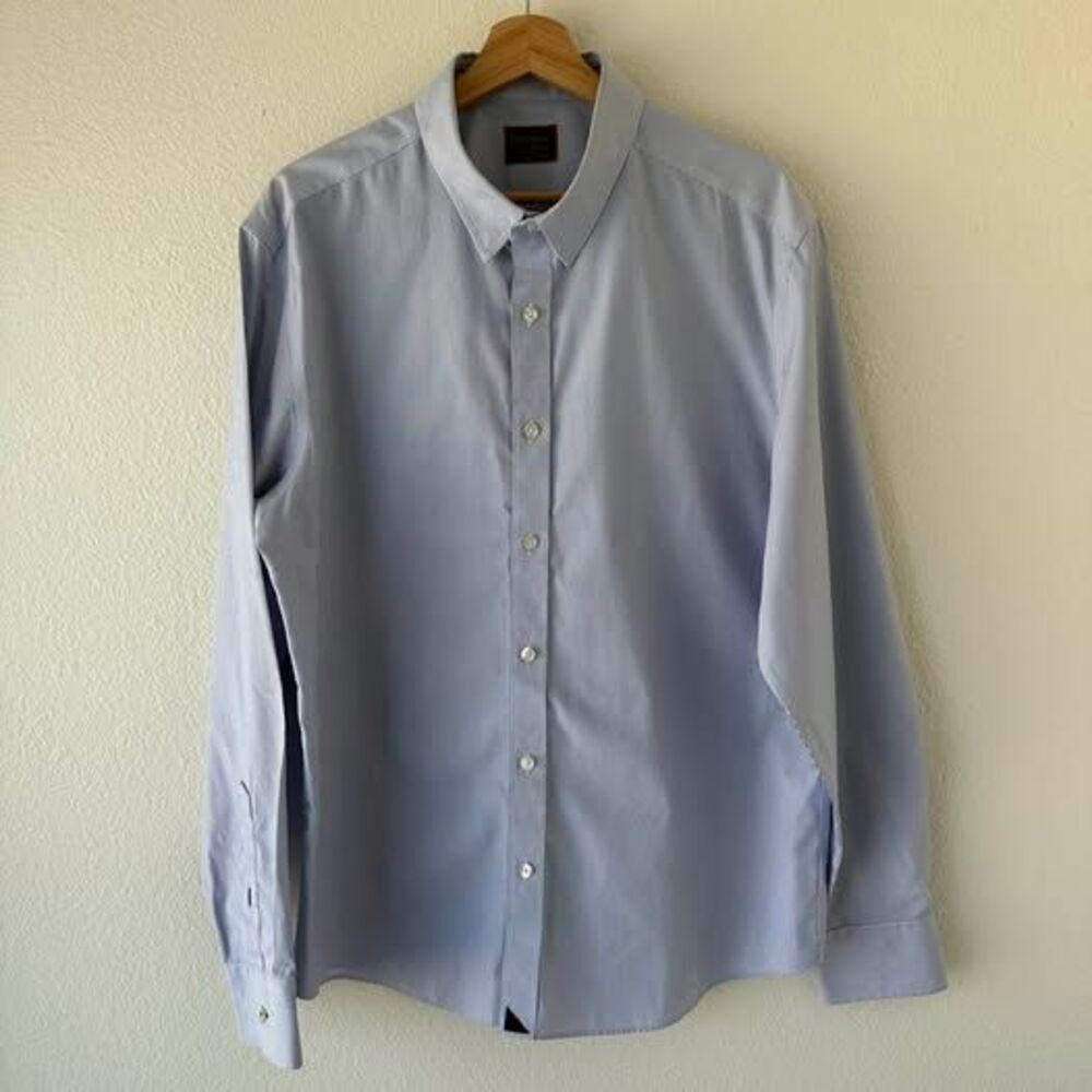 UNTUCKit Bordeaux Men’s XL Blue White Stripe Slim Fit Wrinkle Free Shirt